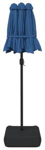 Podwójny parasol ogrodowy z LED, niebieski, 316x145 cm
