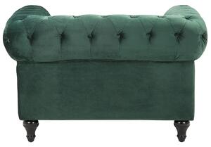 Klasyczny zestaw wypoczynkowy sofa fotel pikowany welur zielony Chesterfield Beliani