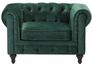 Klasyczny zestaw wypoczynkowy sofa fotel pikowany welur zielony Chesterfield Beliani