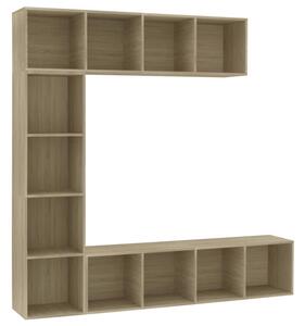 Regał 3-cz. na książki/ półka pod tv, dąb sonoma, 180x30x180 cm