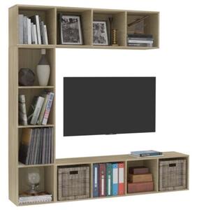 Regał 3-cz. na książki/ półka pod tv, dąb sonoma, 180x30x180 cm