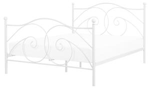Łóżko metalowe ze zdobioną ramą 160x200 cm białe Dinard Beliani