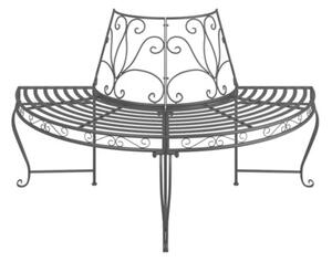 Ławka pod drzewo, półokrągła, Ø160 cm, czarna, stalowa