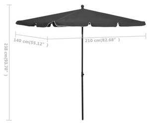Parasol ogrodowy na słupku, 210x140 cm, antracytowy
