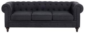 Klasyczna sofa 3-osobowa tapicerowana pikowana grafitowa Chesterfield Beliani