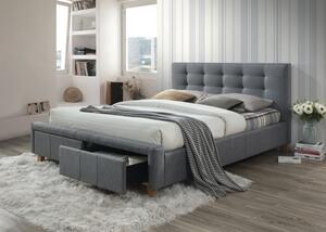 Szare podwójne łóżko ASCOT 160 x 200 cm