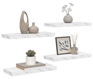 Nowoczesna półka ścienna w kolorze białego marmuru z materiału drewnopochodnego, 60 x 23 x 4 cm