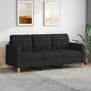 Sofa 3-osobowa, czarna, 180 cm, tapicerowana tkaninÄ