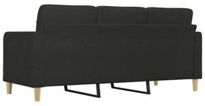 Sofa 3-osobowa, czarna, 180 cm, tapicerowana tkaninÄ