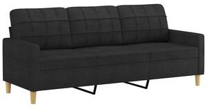 Sofa 3-osobowa, czarna, 180 cm, tapicerowana tkaninÄ