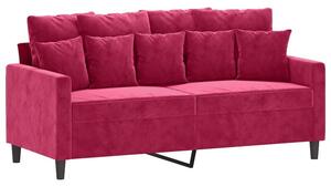 Sofa 2-osobowa, winna czerwieÅ, 140 cm, tapicerowana aksamitem