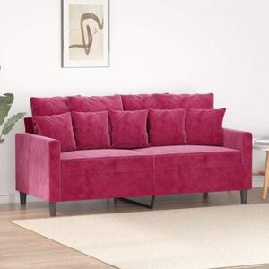 Sofa 2-osobowa, winna czerwieÅ, 140 cm, tapicerowana aksamitem