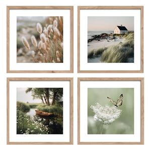Obrazy zestaw 4 szt. drukowane z ramą w zestawie 30x30 cm Subtle Nature – Styler