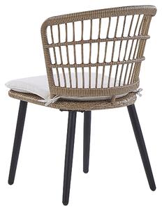 Zestaw rattanowy stół i krzesła dla 6 osób do ogrodu z poduchami beżowy Aliano II Beliani