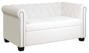 Zestaw sof typu chesterfield: 2- i 3-osobowa, eko-skÃ³ra, biaÅe
