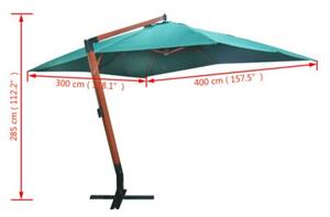 Parasol ogrodowy podwieszany, 300x400 cm, zielony