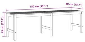 Ławka ogrodowa, 150 cm, lite drewno tekowe