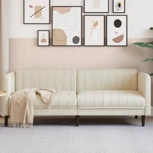 Sofa 3-osobowa, kremowa, tapicerowana tkaninÄ