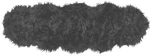 Sztuczna skóra owcza glamour czarna futro akrylowe włochacz 180x60 cm Mamungari Beliani