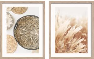 Obrazy zestaw 2 szt. drukowane z ramą w zestawie 30x40 cm Full Beige – Styler