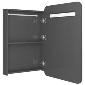 Szafka łazienkowa z lustrem, LED, szara z połyskiem 60x11x80 cm