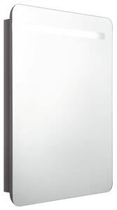 Szafka łazienkowa z lustrem, LED, szara z połyskiem 60x11x80 cm