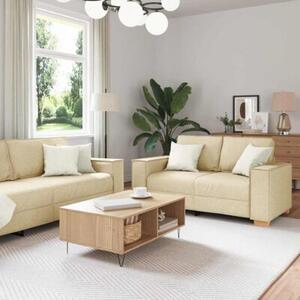 Sofa 3 szt. kremowy tkanina lniana