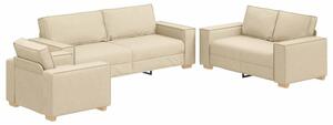 Sofa 3 szt. kremowy tkanina lniana