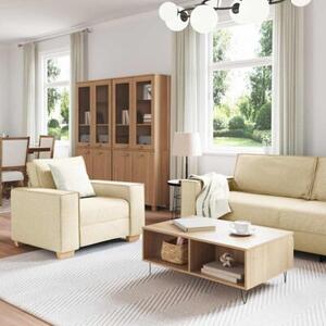 Sofa 3 szt. kremowy tkanina lniana