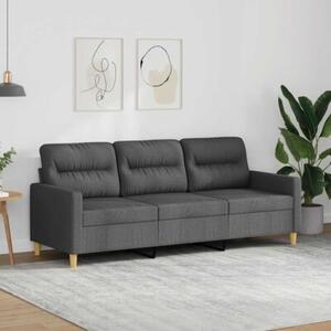 Sofa 3-osobowa, ciemnoszara, 180 cm, tapicerowana tkaninÄ