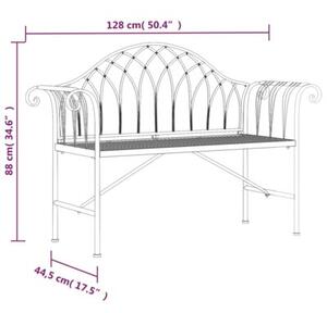 Ławka ogrodowa dla 2 osób, 128 cm, czarna, stalowa