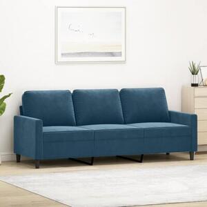 Sofa 3-osobowa, niebieski, 180 cm, tapicerowana aksamitem