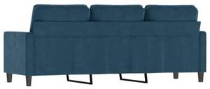 Sofa 3-osobowa, niebieski, 180 cm, tapicerowana aksamitem