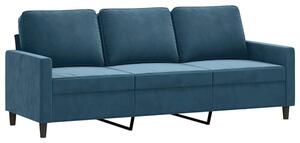 Sofa 3-osobowa, niebieski, 180 cm, tapicerowana aksamitem