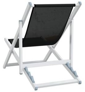Składane krzesła plażowe, 2 szt., czarne, aluminium i textilene