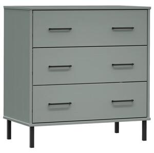 Komoda oslo z 3 szufladami, szara, 77x40x79,5 cm, lite drewno