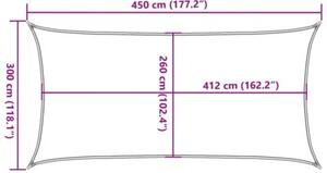 Żagiel przeciwsłoneczny, jasnoszary, 4,5x3 m, 100% poliester