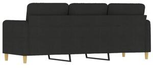 Sofa 3-osobowa, czarna, 180 cm, tapicerowana tkaninÄ