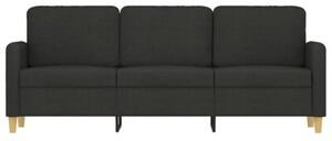 Sofa 3-osobowa, czarna, 180 cm, tapicerowana tkaninÄ