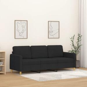 Sofa 3-osobowa, czarna, 180 cm, tapicerowana tkaninÄ