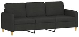 Sofa 3-osobowa, czarna, 180 cm, tapicerowana tkaninÄ