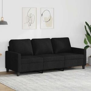 Sofa 3-osobowa, czarna, 180 cm, tapicerowana tkaninÄ