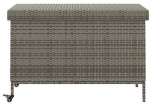 Skrzynia ogrodowa z kółkami, szara, 110x55x73 cm, polirattan