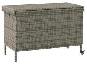 Skrzynia ogrodowa z kółkami, szara, 110x55x73 cm, polirattan