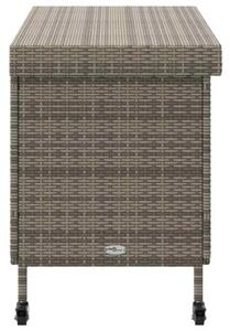 Skrzynia ogrodowa z kółkami, szara, 110x55x73 cm, polirattan