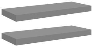 Półki ścienne, 2 szt., wysoki połysk, szare, 60x23,5x3,8cm, mdf
