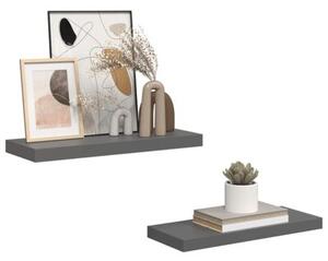 Półki ścienne, 2 szt., wysoki połysk, szare, 60x23,5x3,8cm, mdf