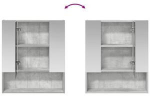 Szafka z lustrem do łazienki betonowy szary 60 x 14.5 x 70 cm