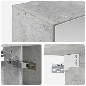 Szafka z lustrem do łazienki betonowy szary 60 x 14.5 x 70 cm