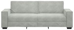 Sofa 3-osobowa, jasnoszara, 180 cm, tapicerowana aksamitem